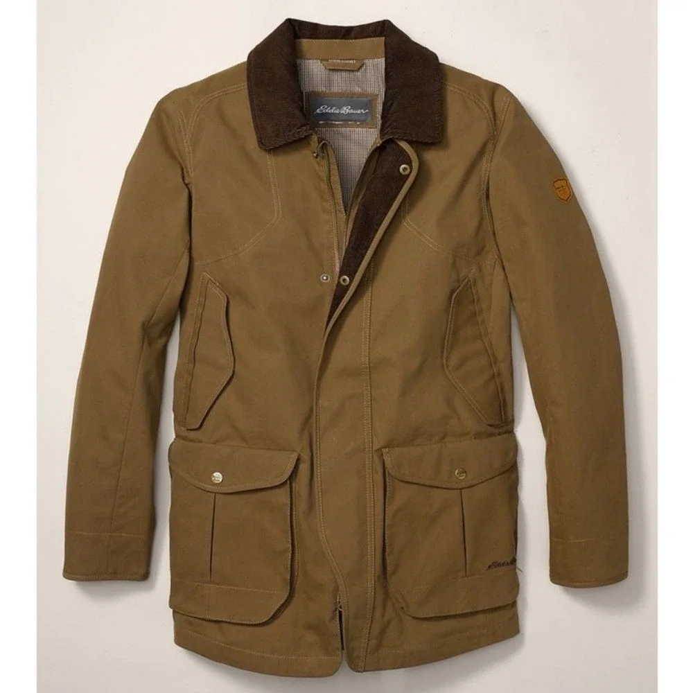 Eddie Bauer Bainbridge Field Barn Jacket Water Resistant Waxed Canvas Coat Large